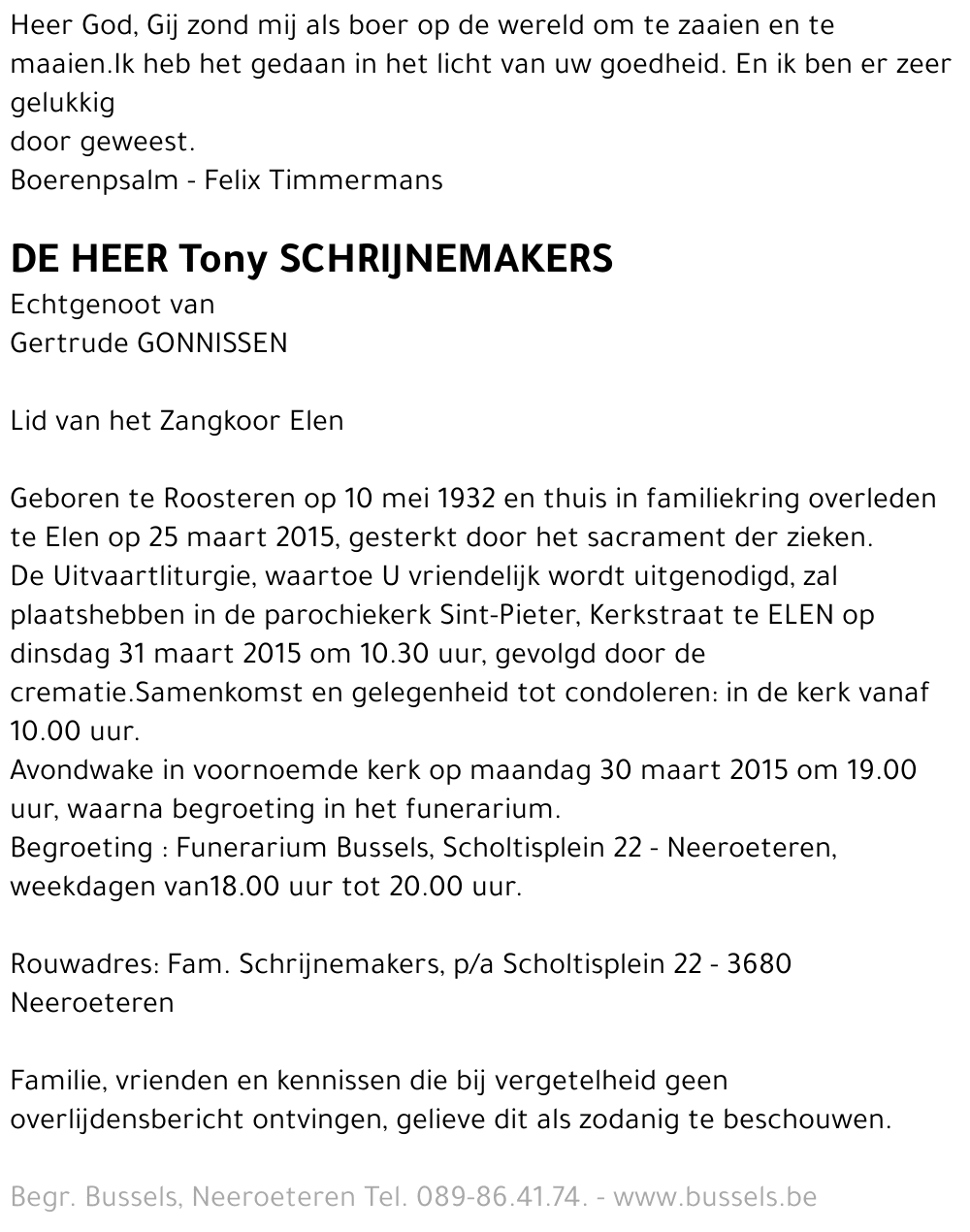 Tony SCHRIJNEMAKERS