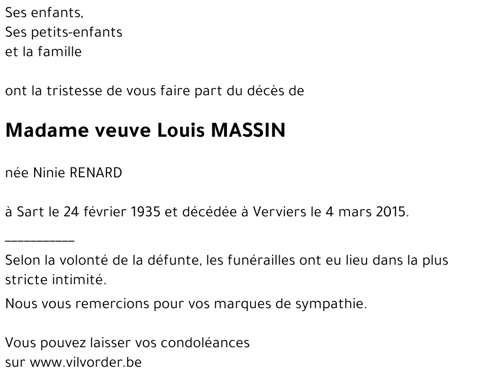 veuve Louis MASSIN