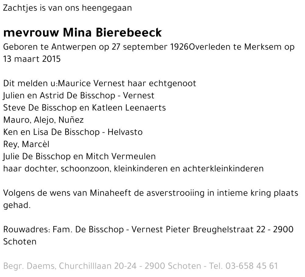 Wilhelmina BIEREBEECK