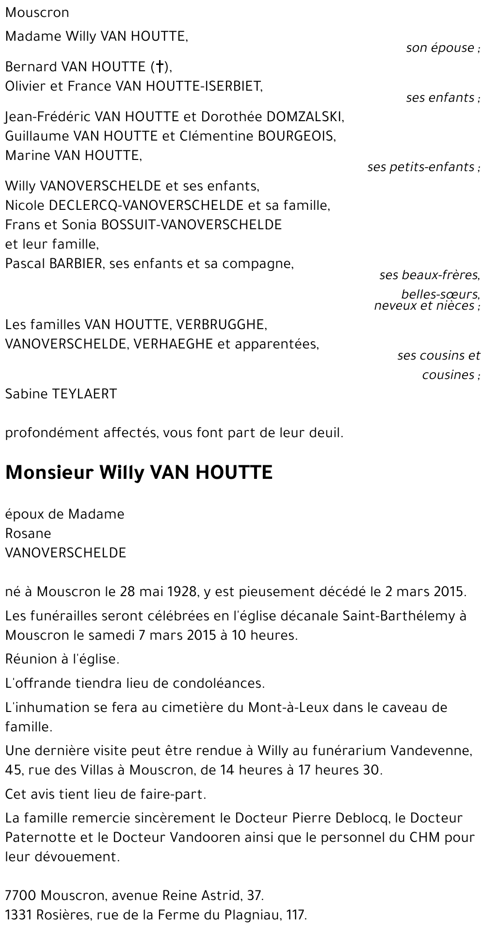 Willy VAN HOUTTE