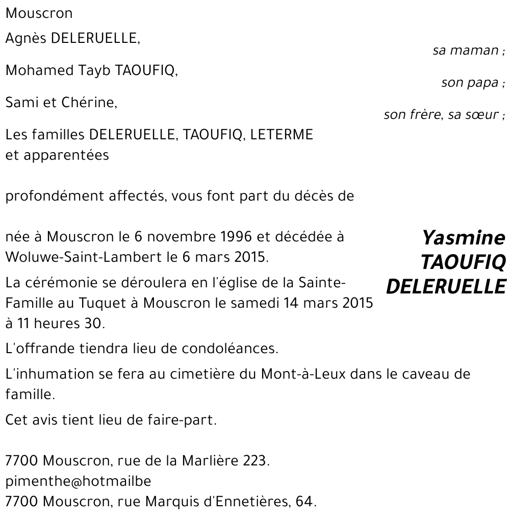 Yasmine TAOUFIQ DELERUELLE