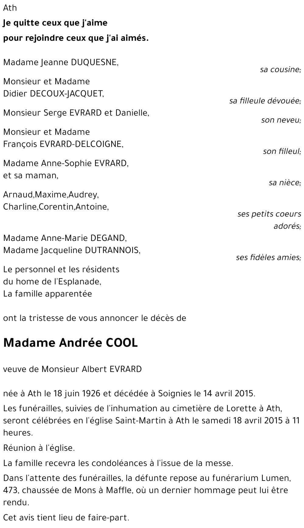 Andrée COOL