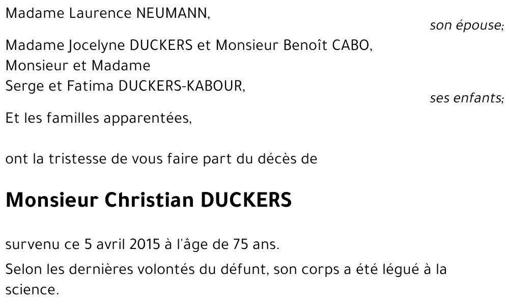 Christian DUCKERS