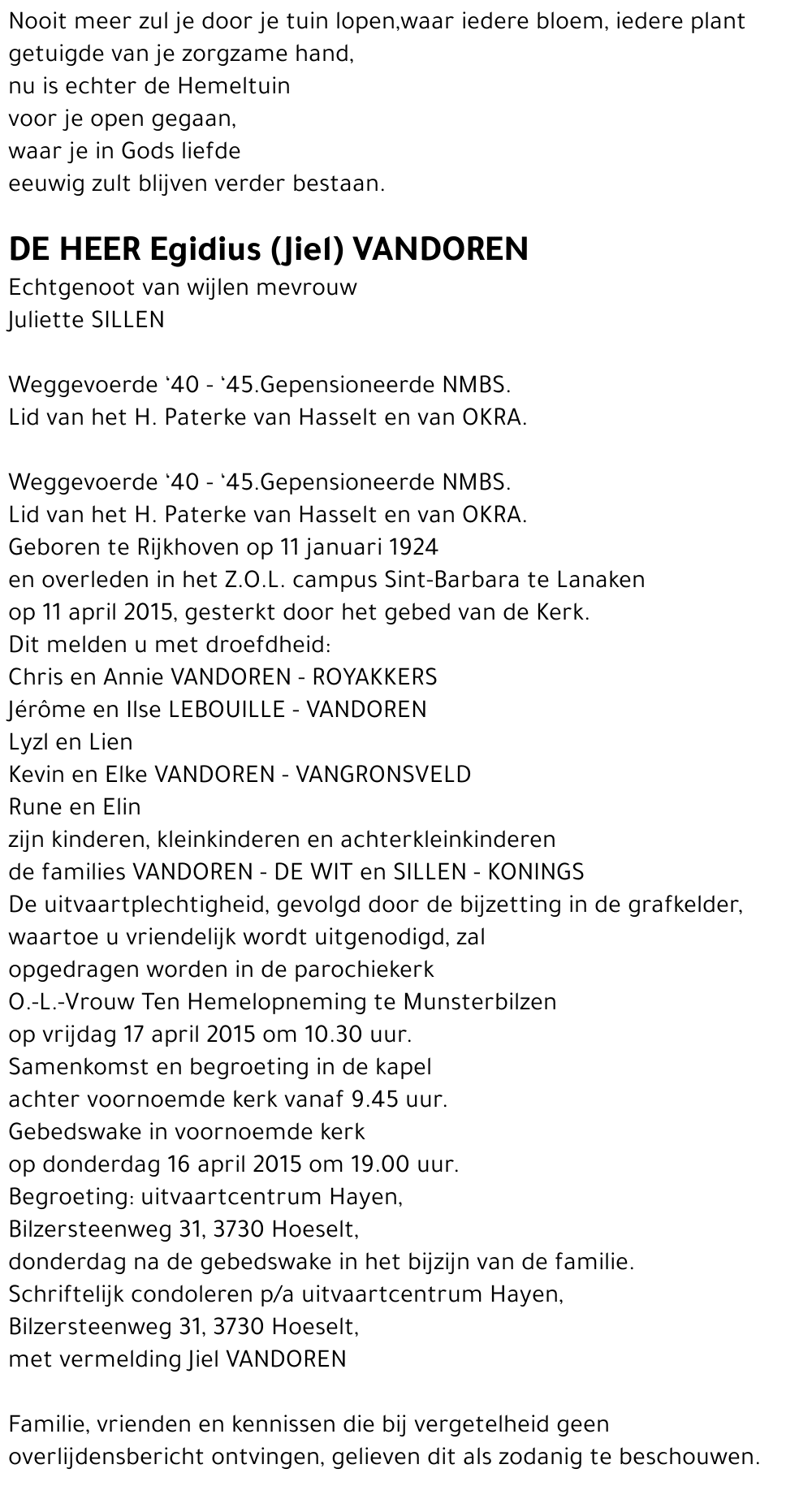 Egidius (Jiel) VANDOREN