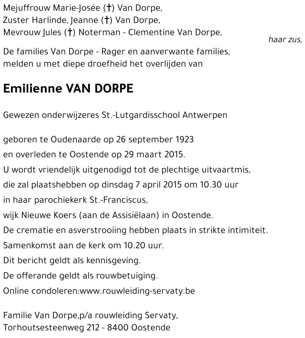 Emilienne VAN DORPE