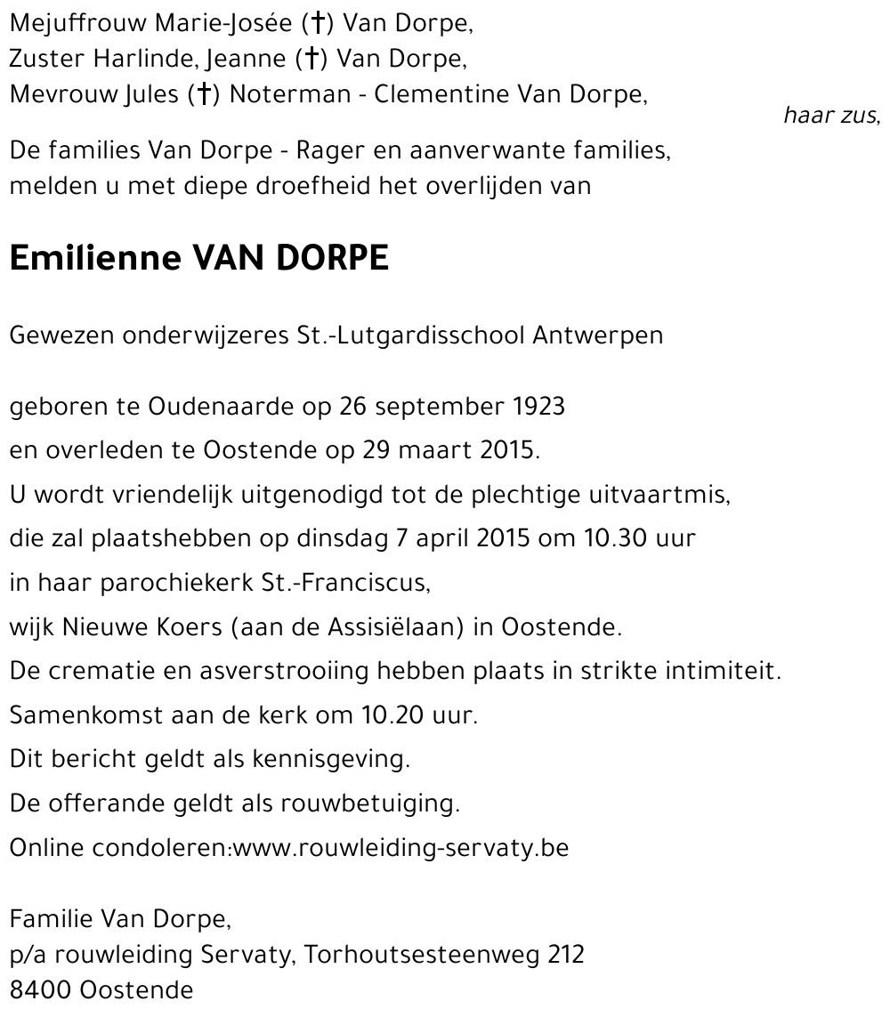 Emilienne VAN DORPE