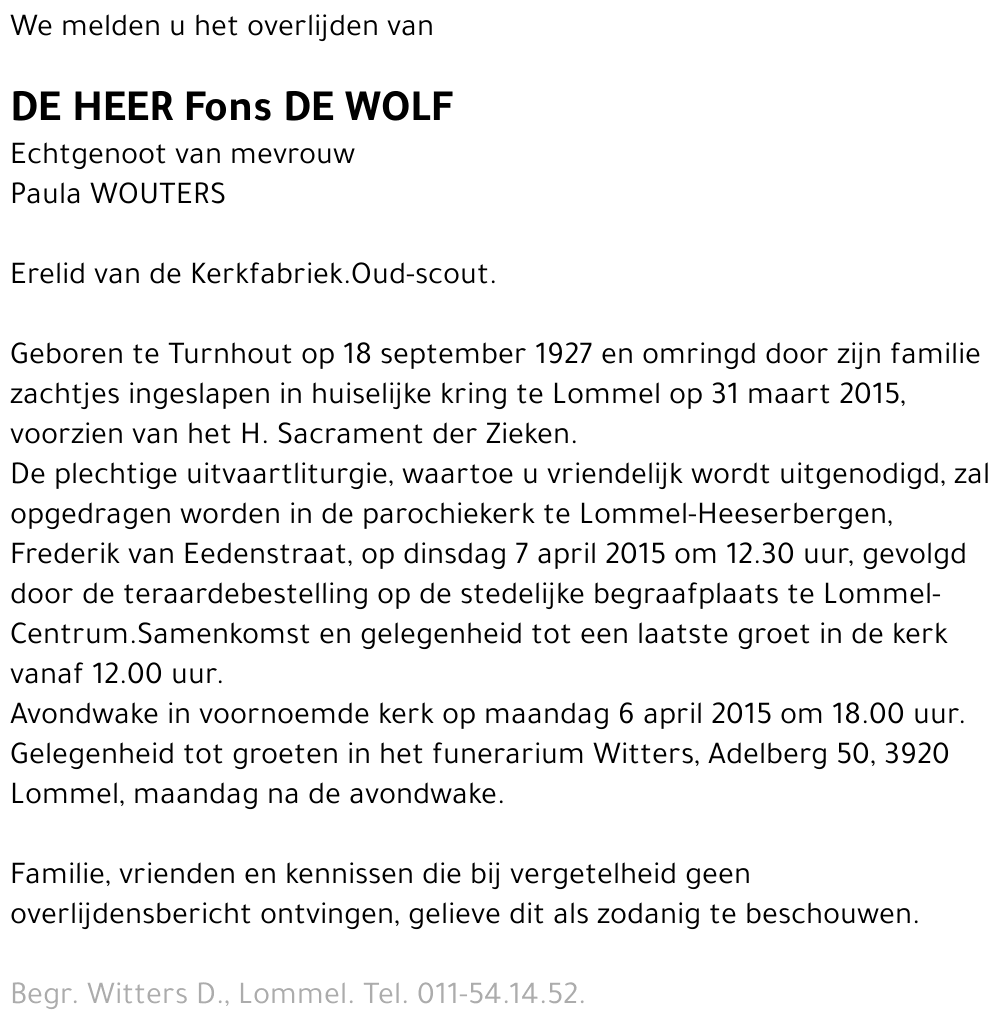 Fons De Wolf