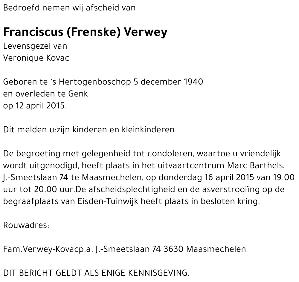 Franciscus (Franske) Verwey