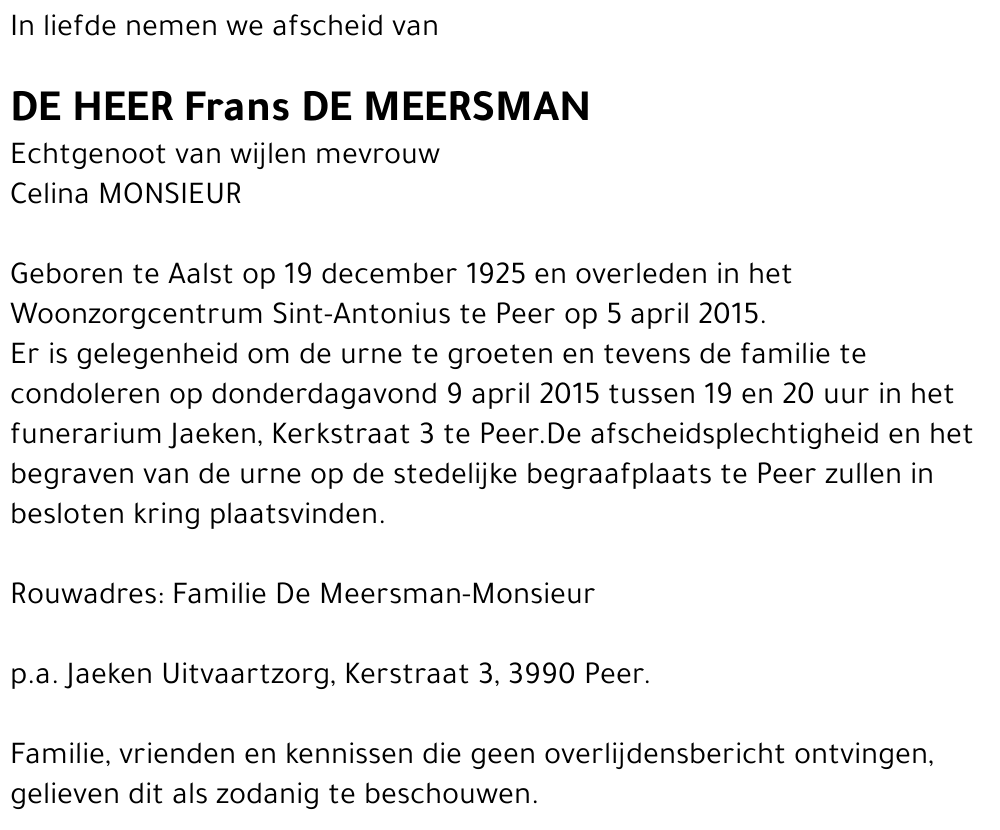 Frans DE MEERSMAN