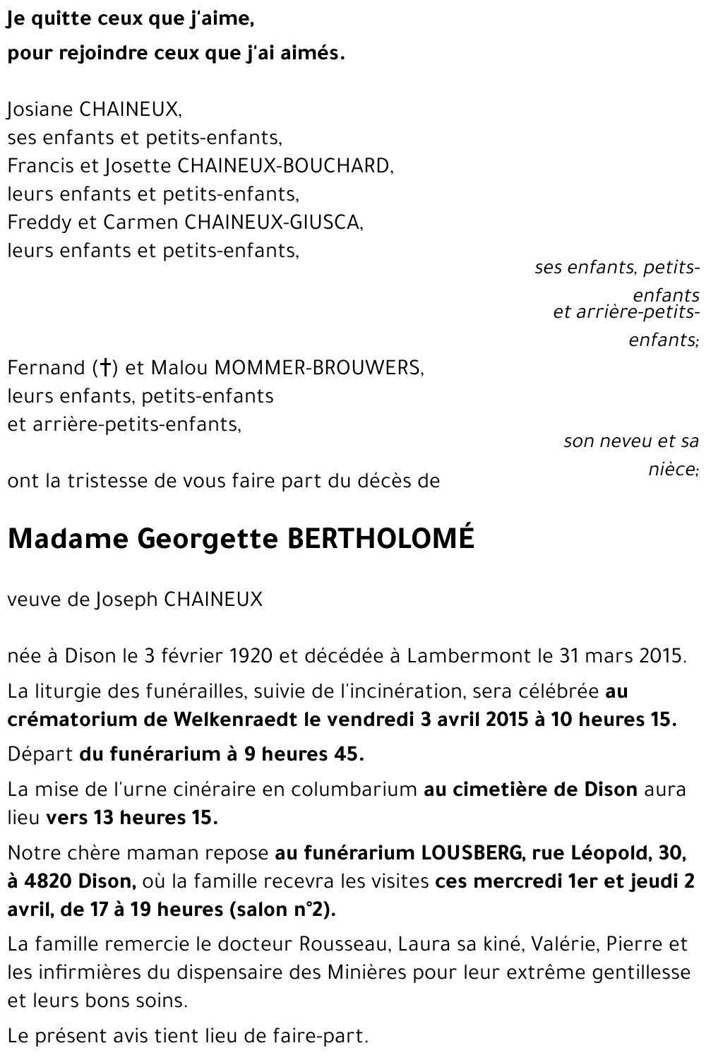 Georgette BERTHOLOME