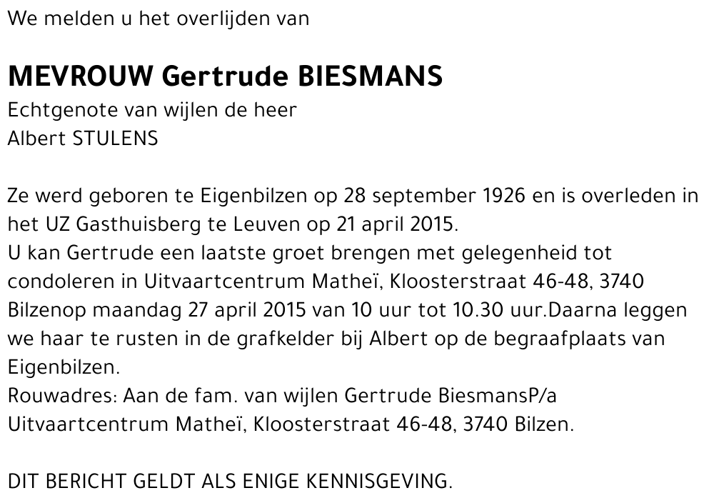 Gertrude BIESMANS