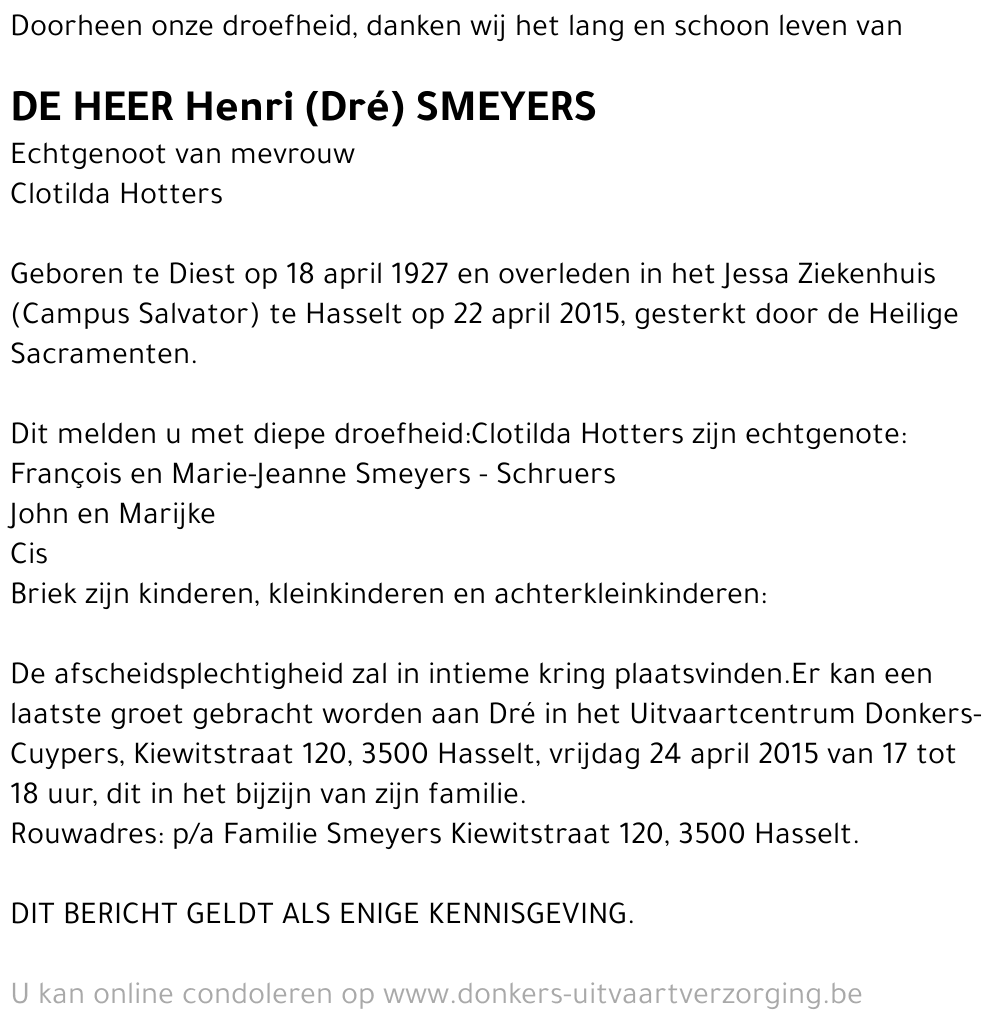 Henri (Dré) Smeyers