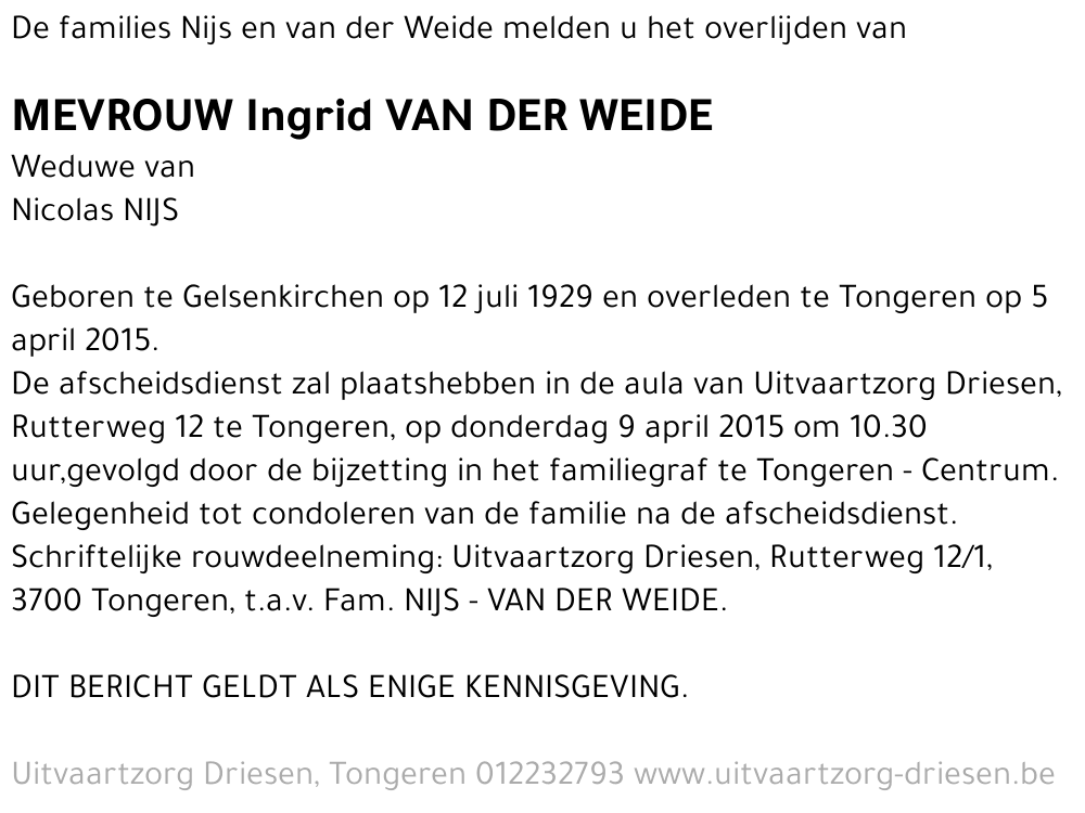 Ingrid van der Weide