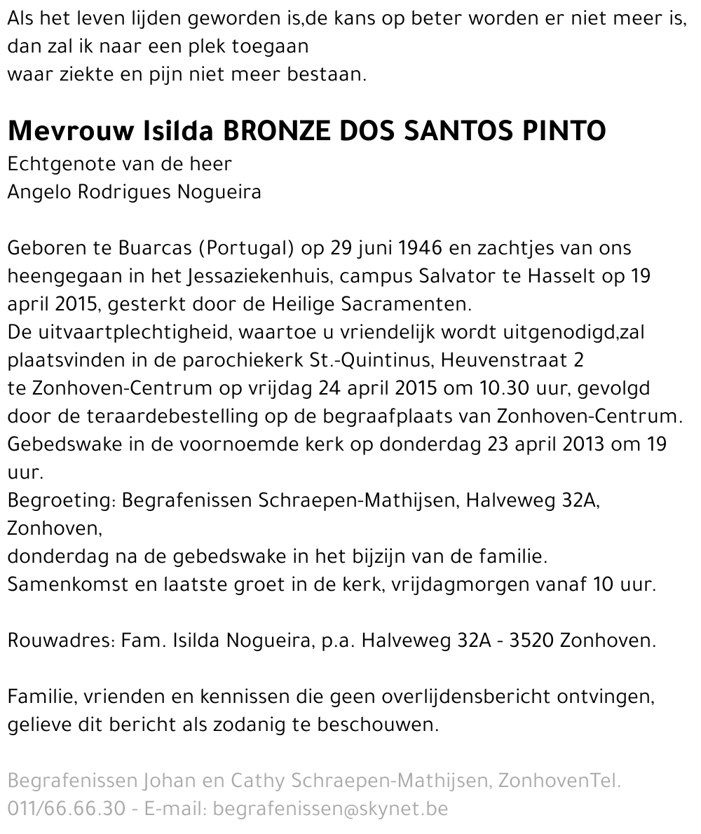 Isilda Bronze Dos Santos Pinto