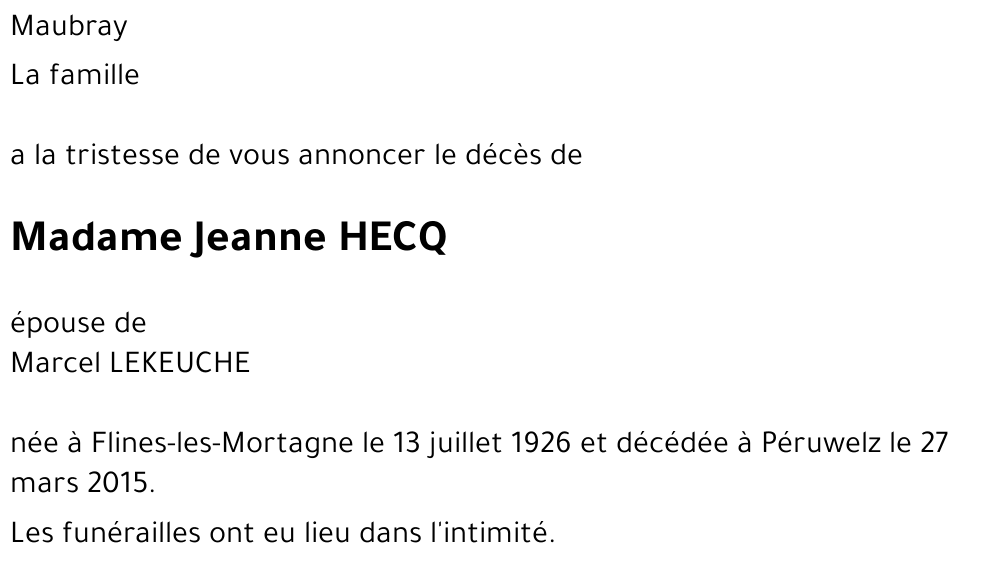 Jeanne HECQ