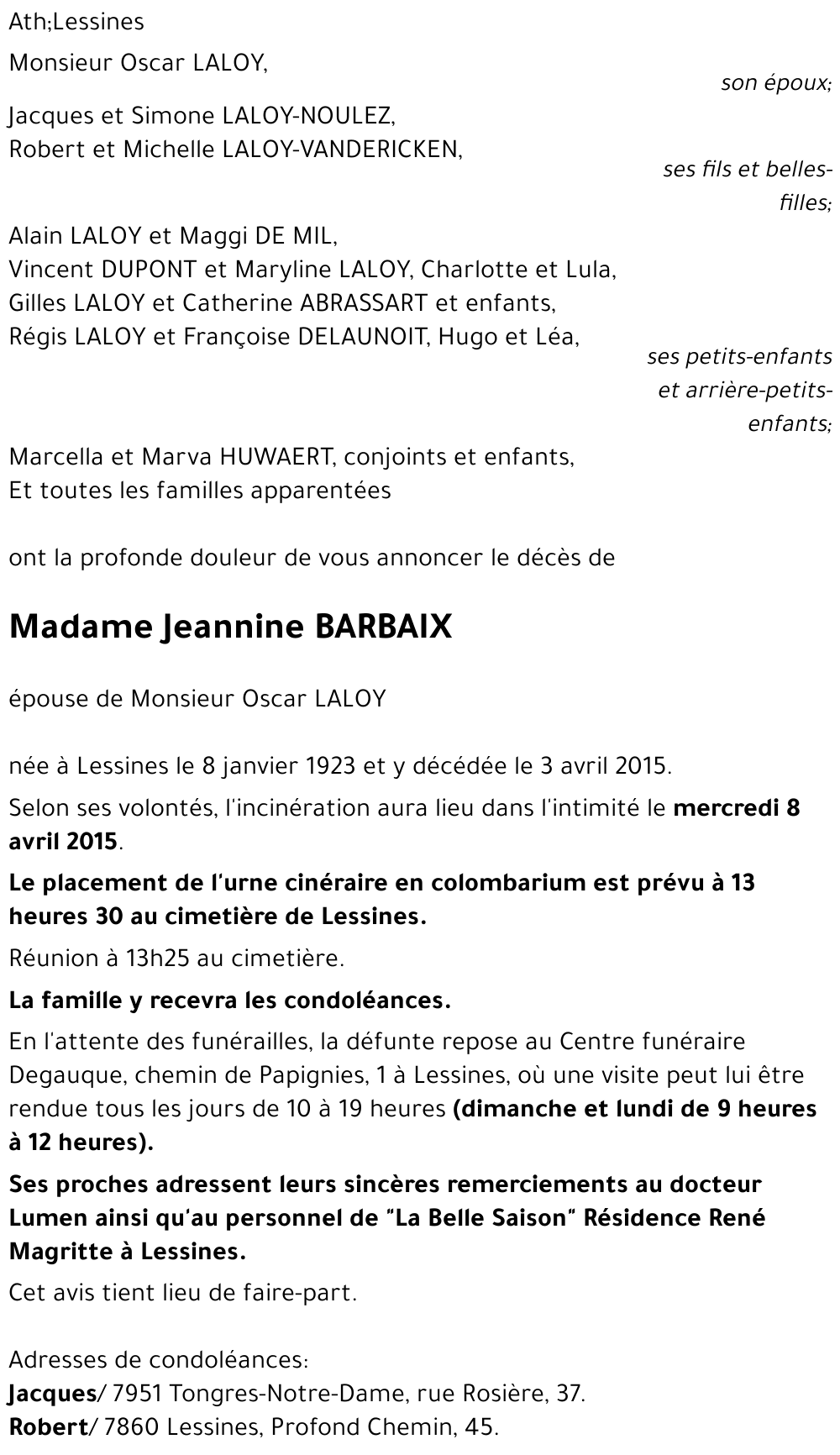 Jeannine BARBAIX