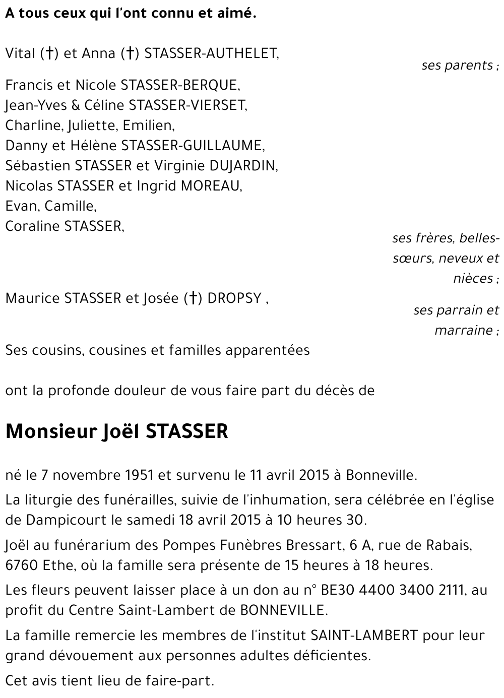 Joël STASSER 