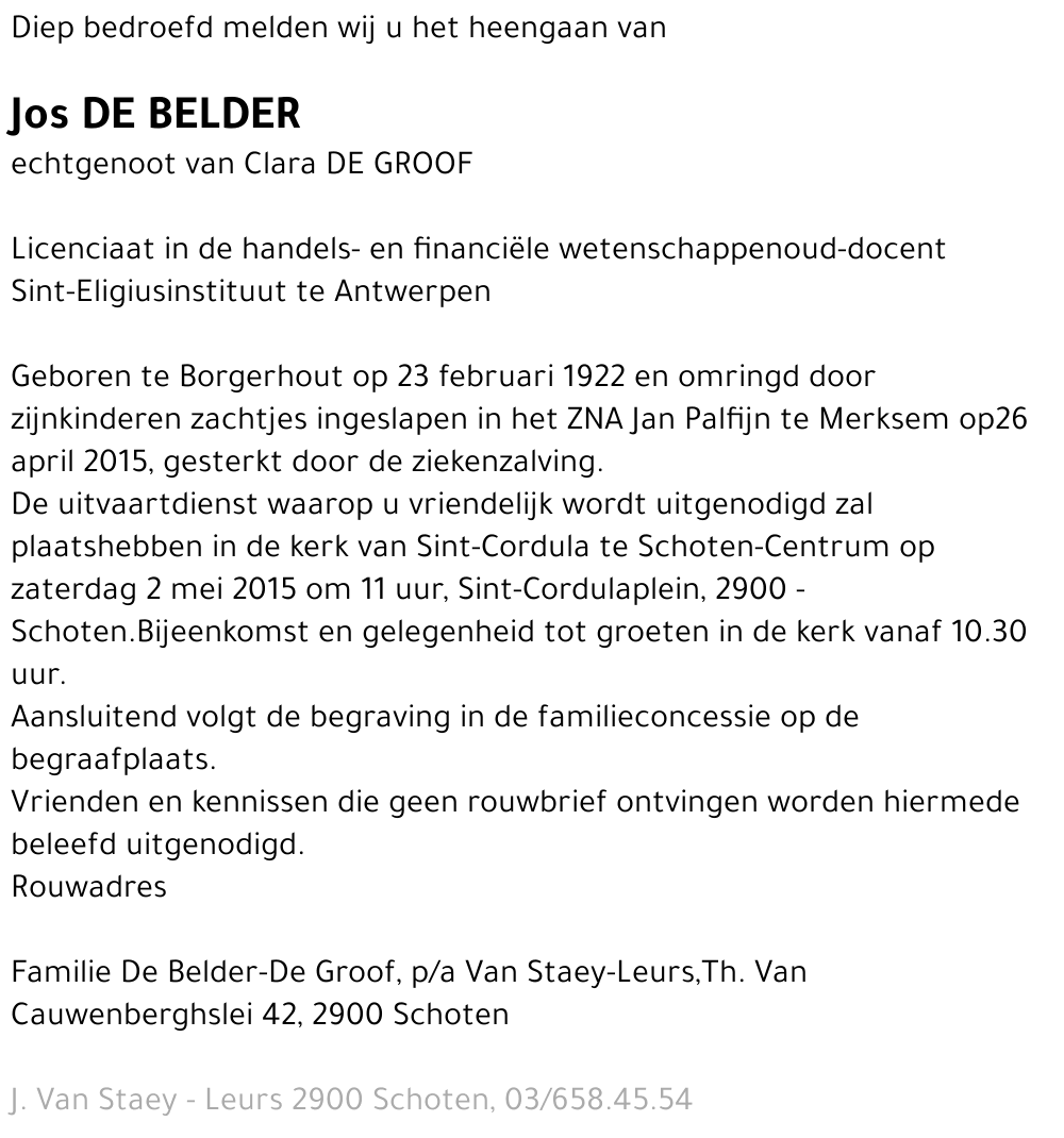 Jos De Belder