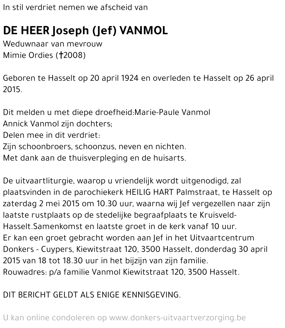 Joseph (Jef) Vanmol