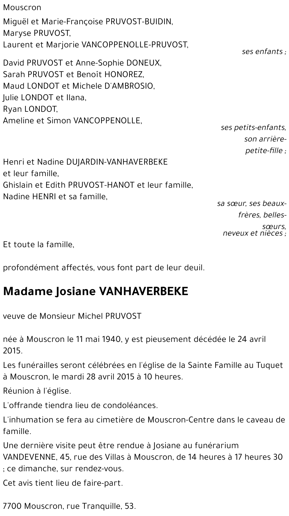 Josiane VANHAVERBEKE