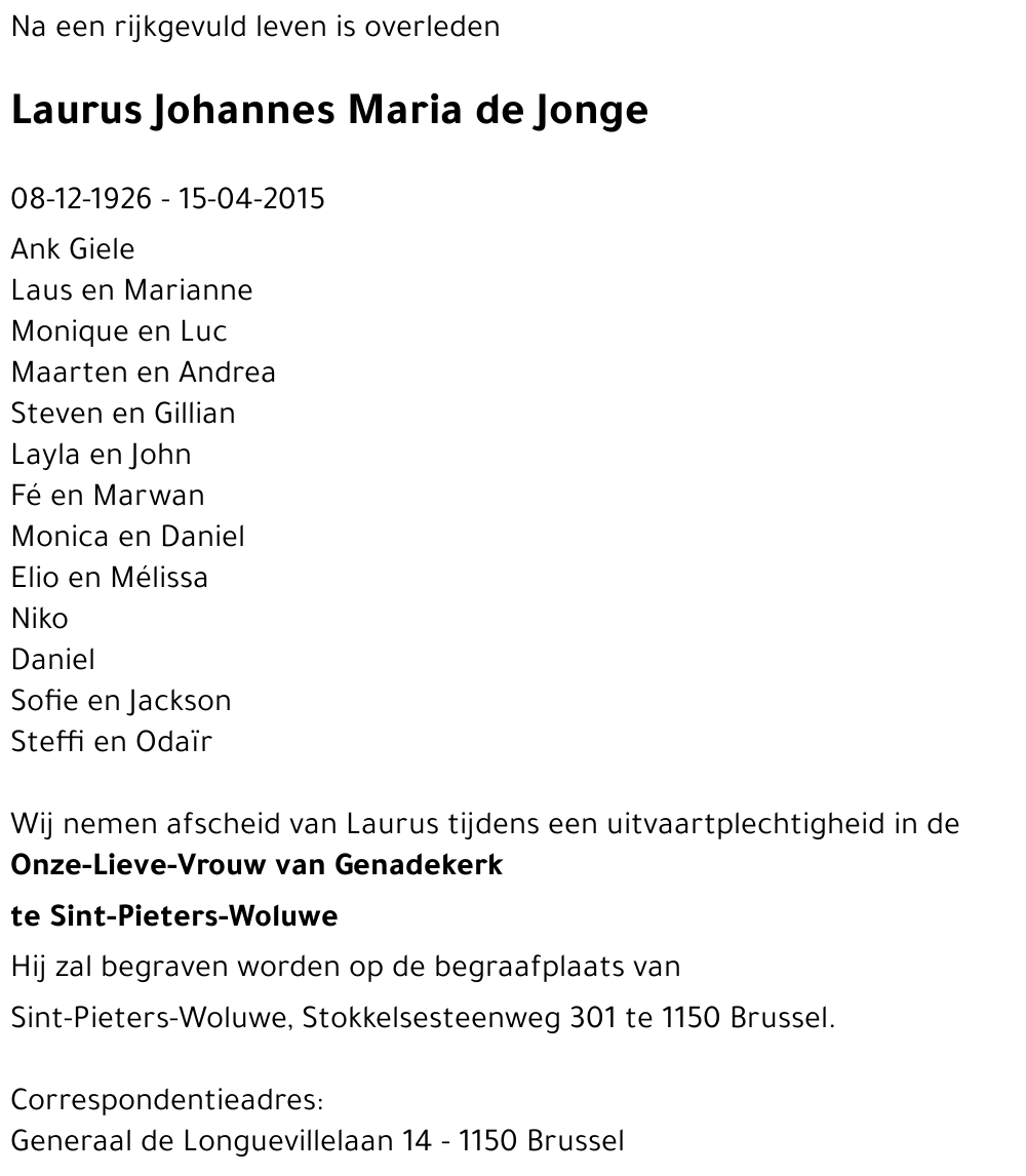 Laurus Johannes Maria de Jonge