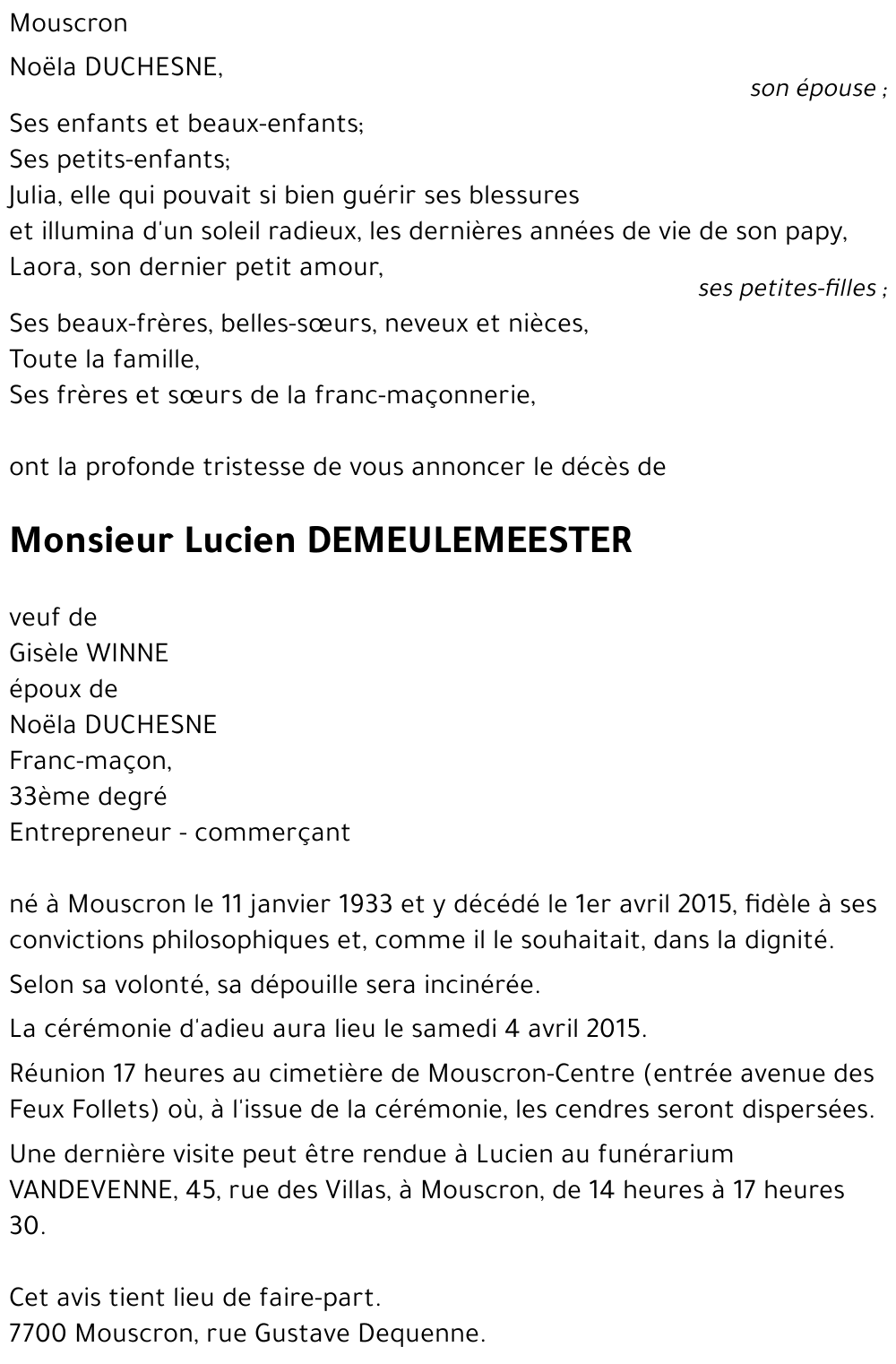 Lucien DEMEULEMEESTER