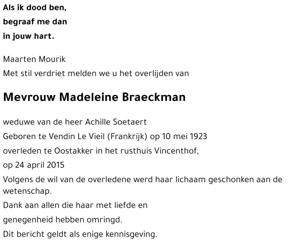 Madeleine Braeckman
