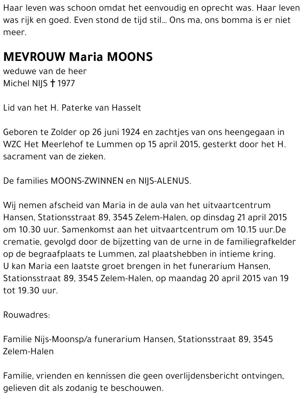 Maria MOONS