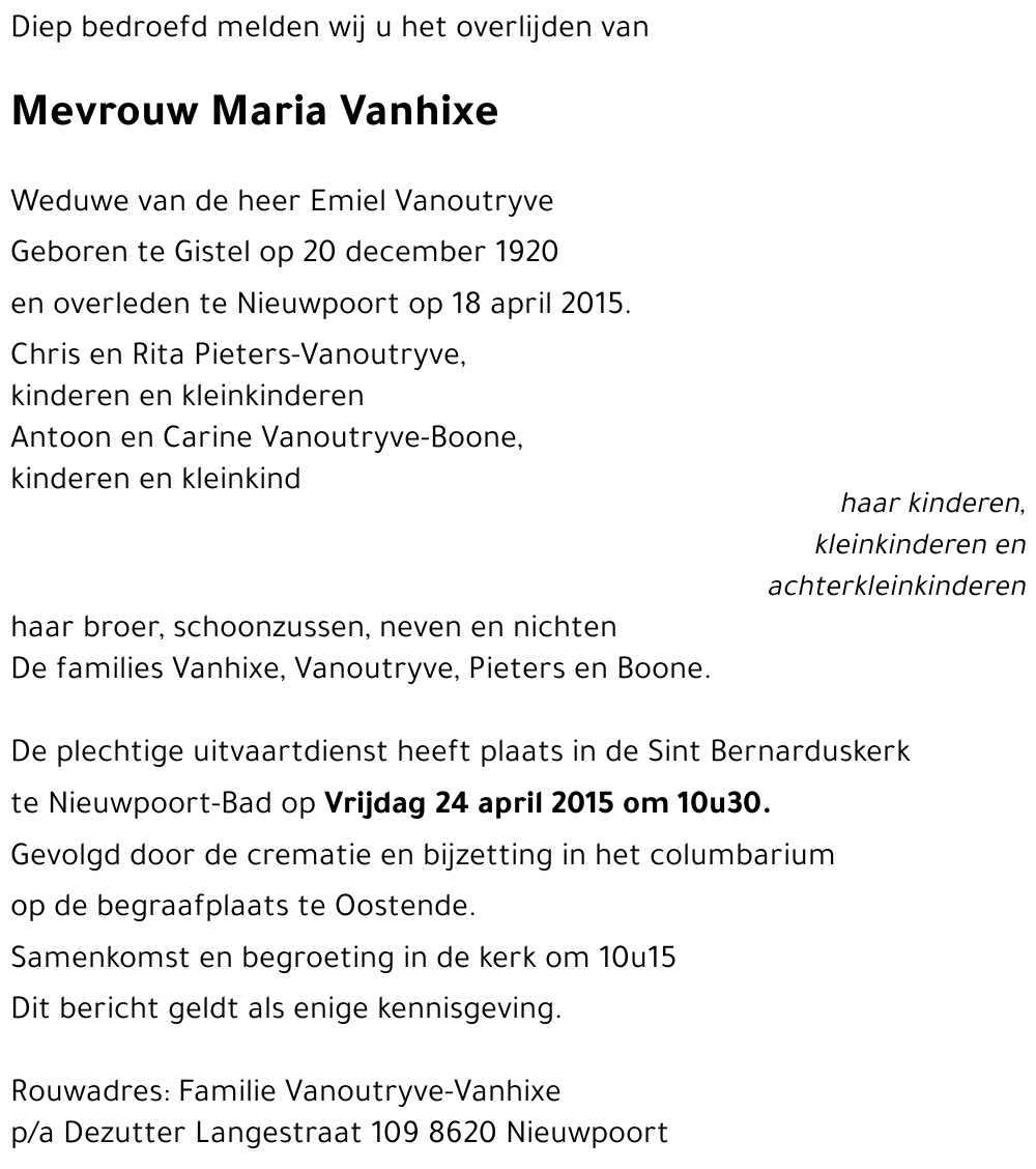 Maria vanhixe