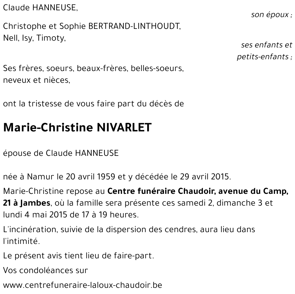Marie-Christine NIVARLET