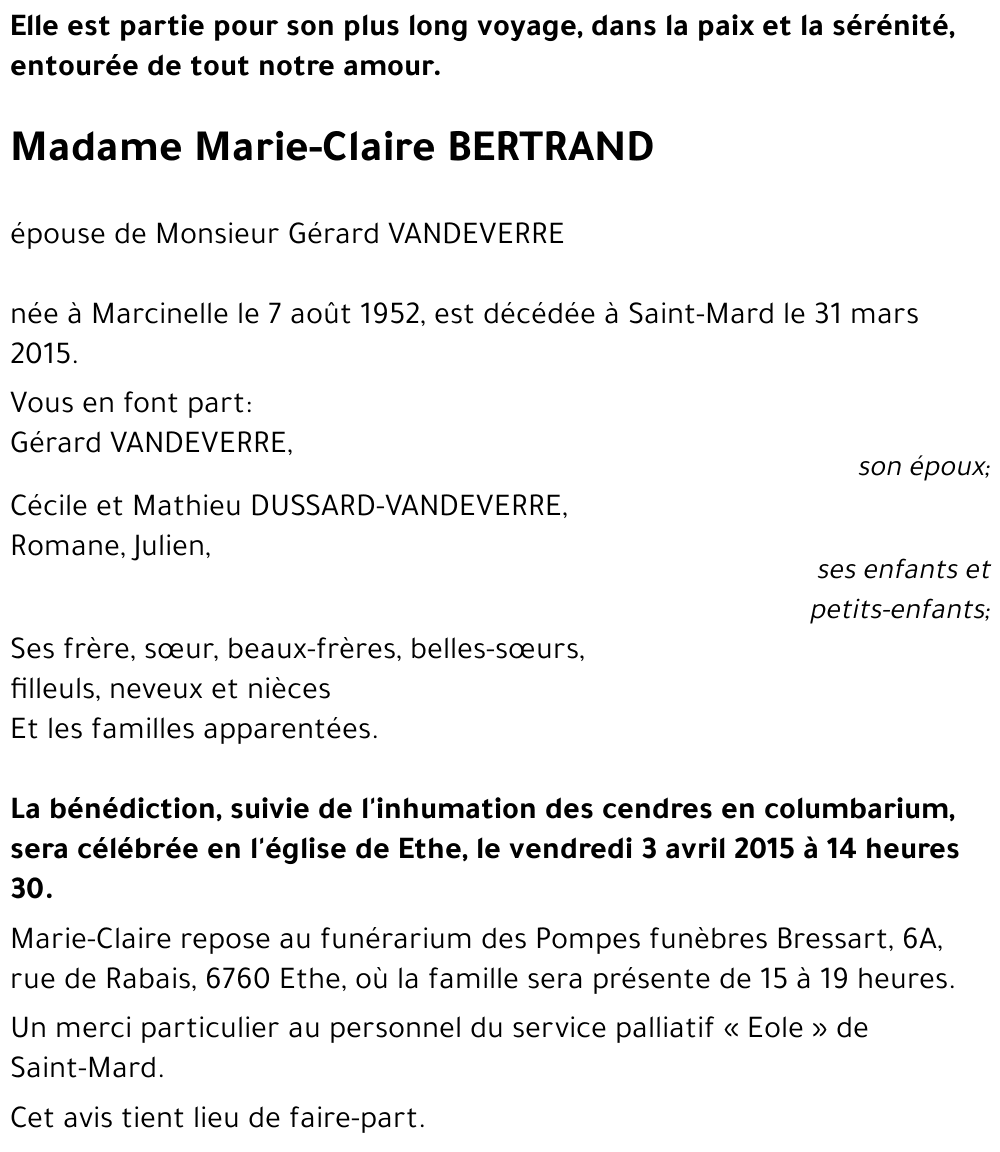 Marie-Claire BERTRAND 