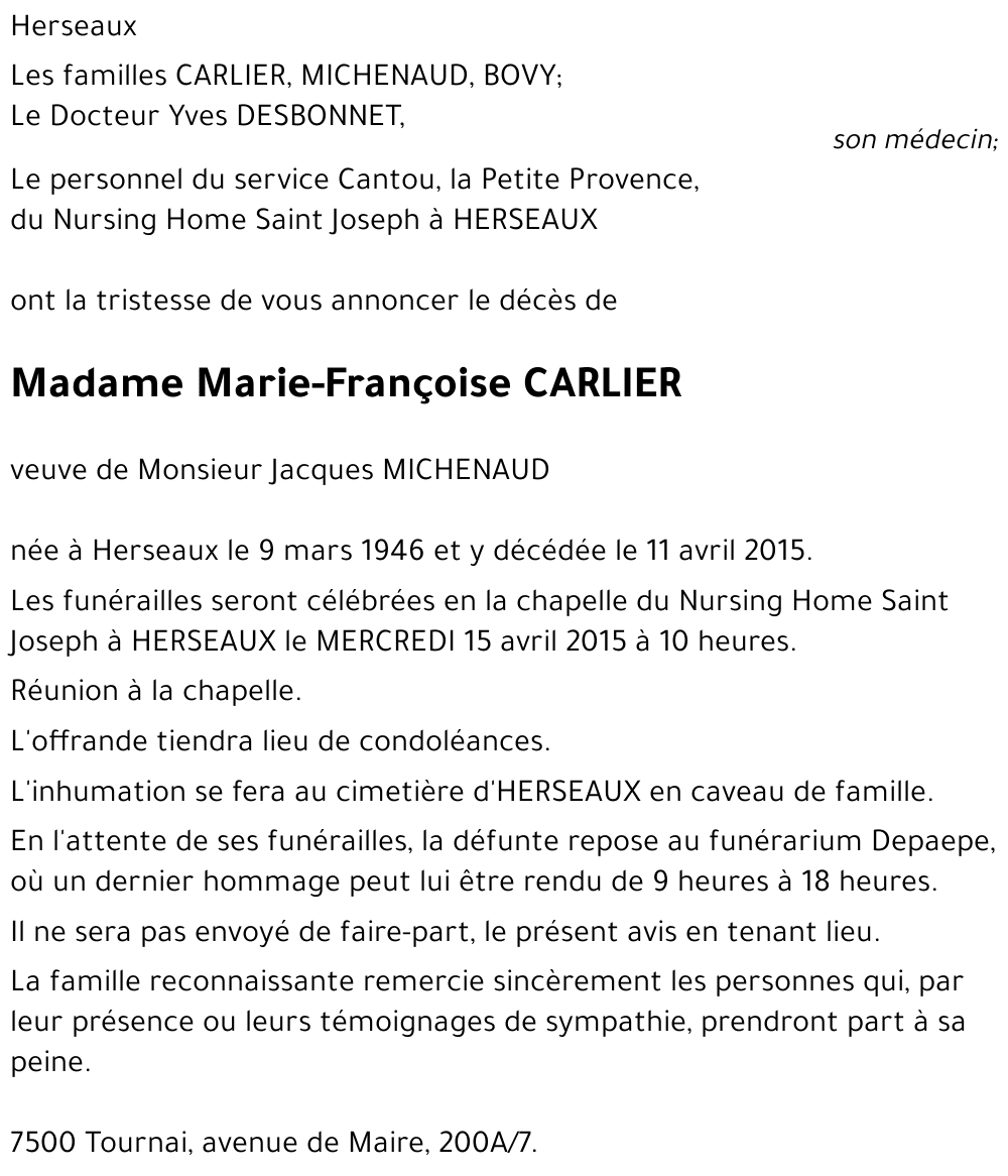 Marie-Françoise CARLIER