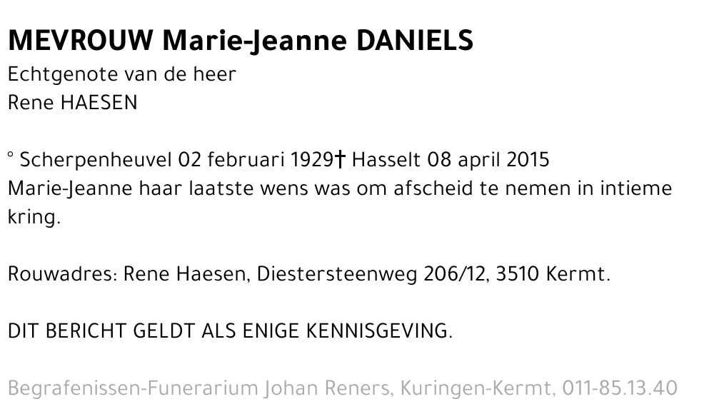 Marie-Jeanne DANIELS