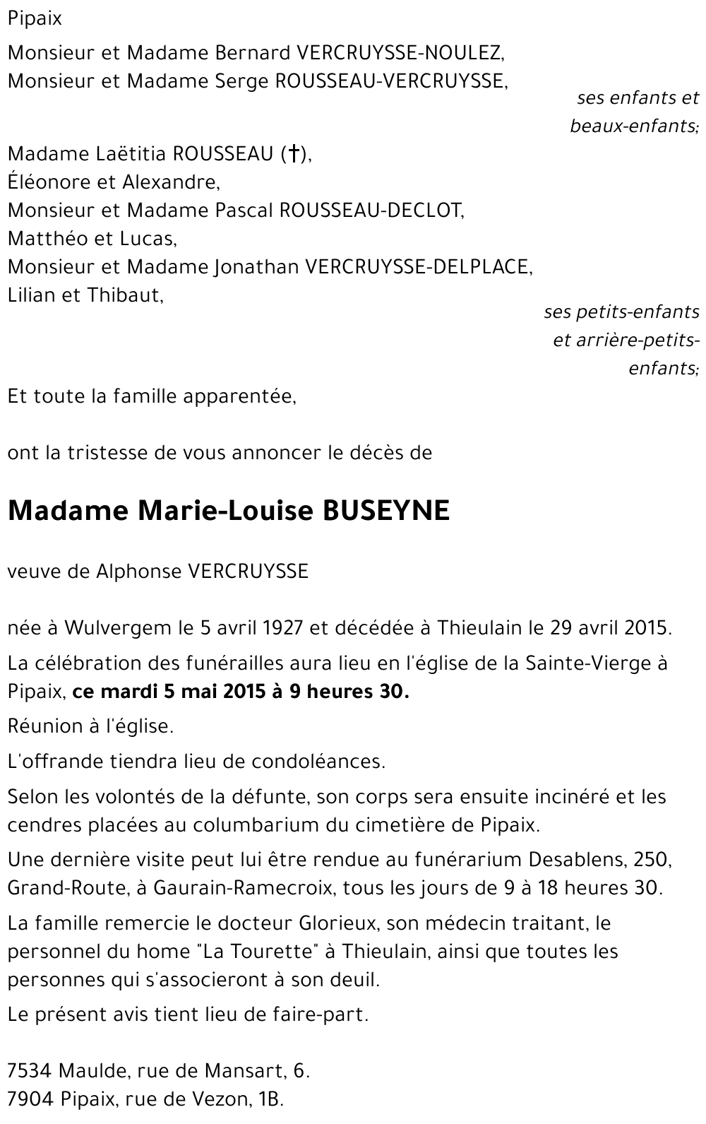 Marie-Louise BUSEYNE