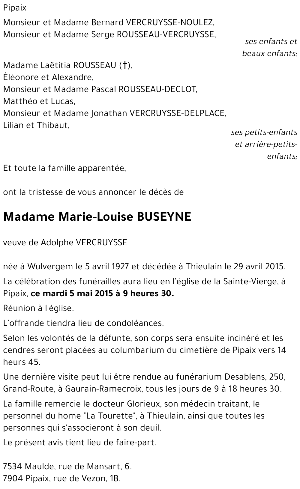 Marie-Louise BUSEYNE