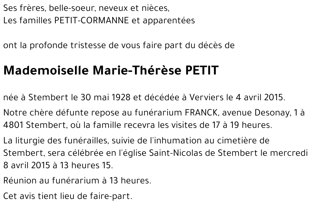 Marie-Thérèse PETIT