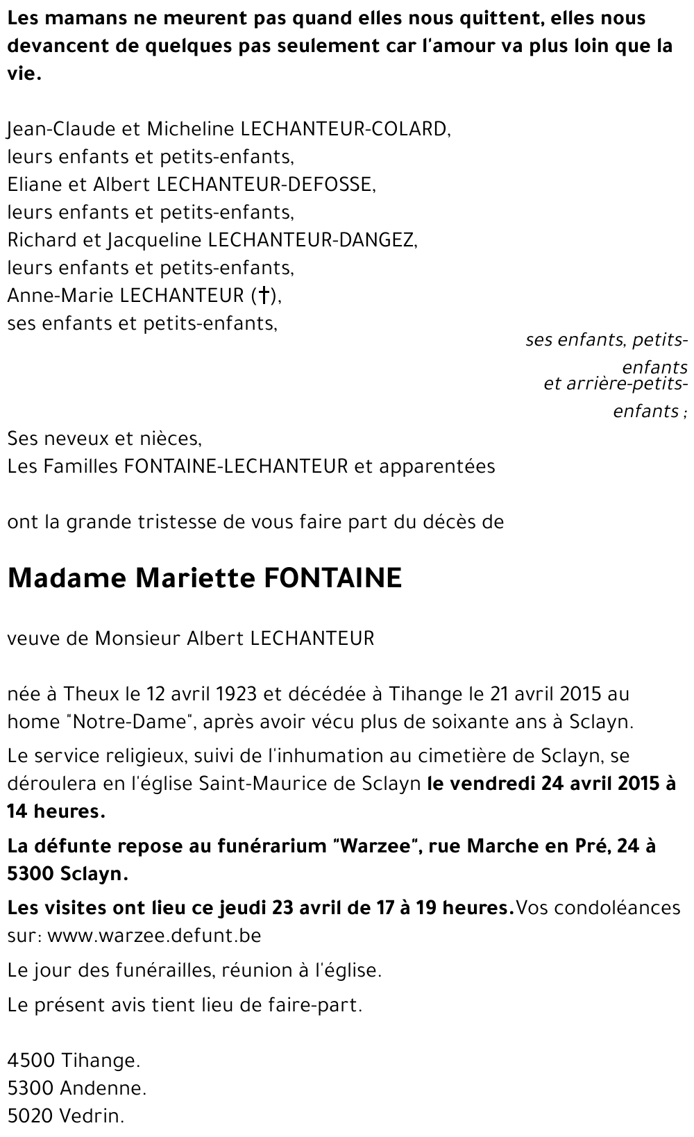 Mariette FONTAINE