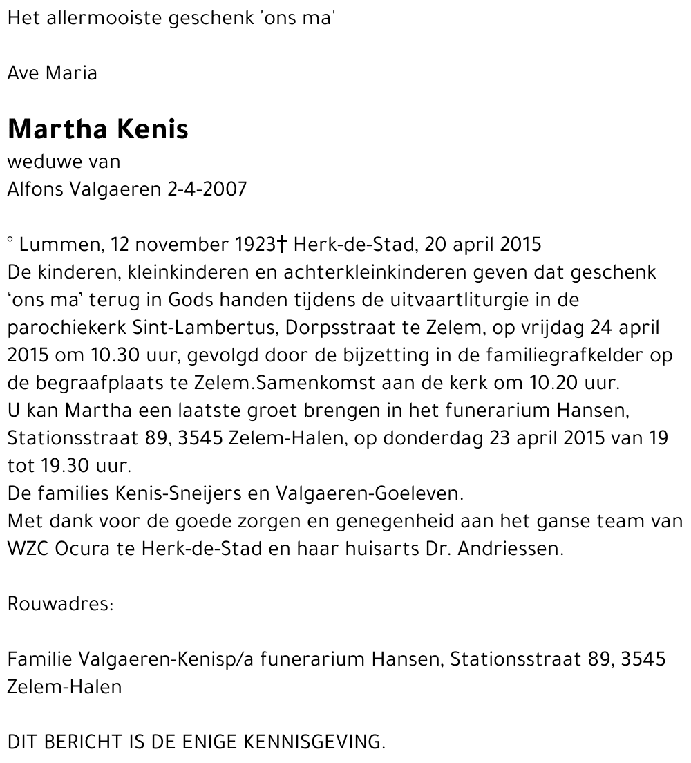 Martha KENIS