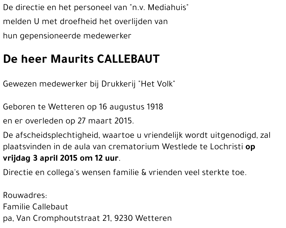 Maurits CALLBAUT