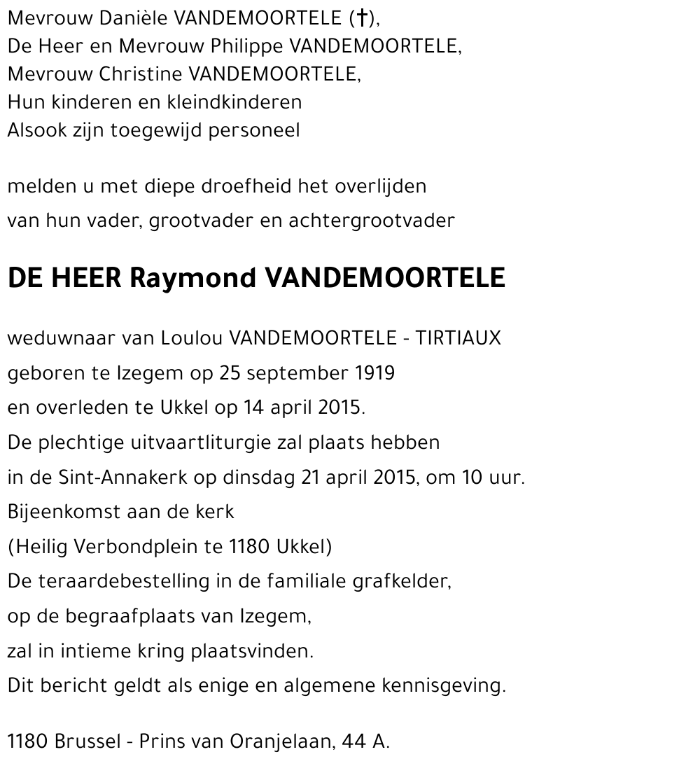 Raymond VANDEMOORTELE
