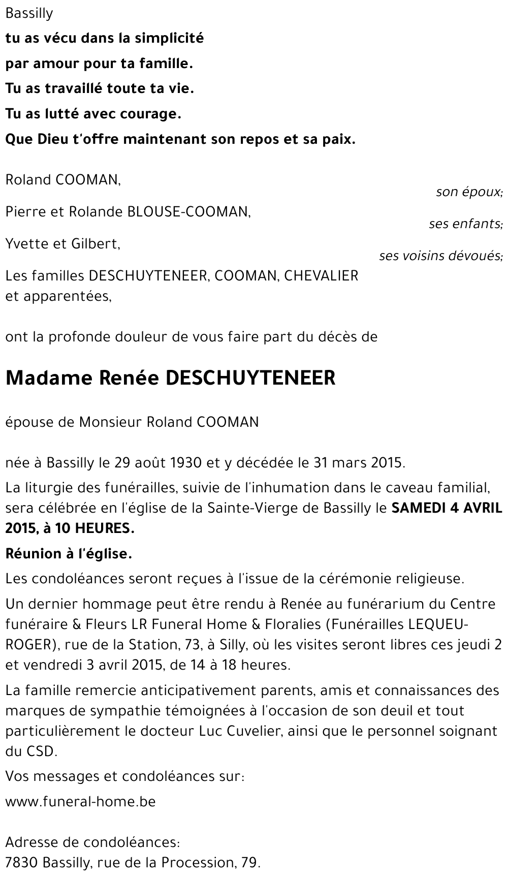 Renée DESCHUYTENEER