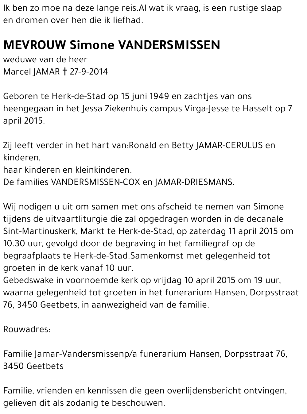 Simone VANDERSMISSEN