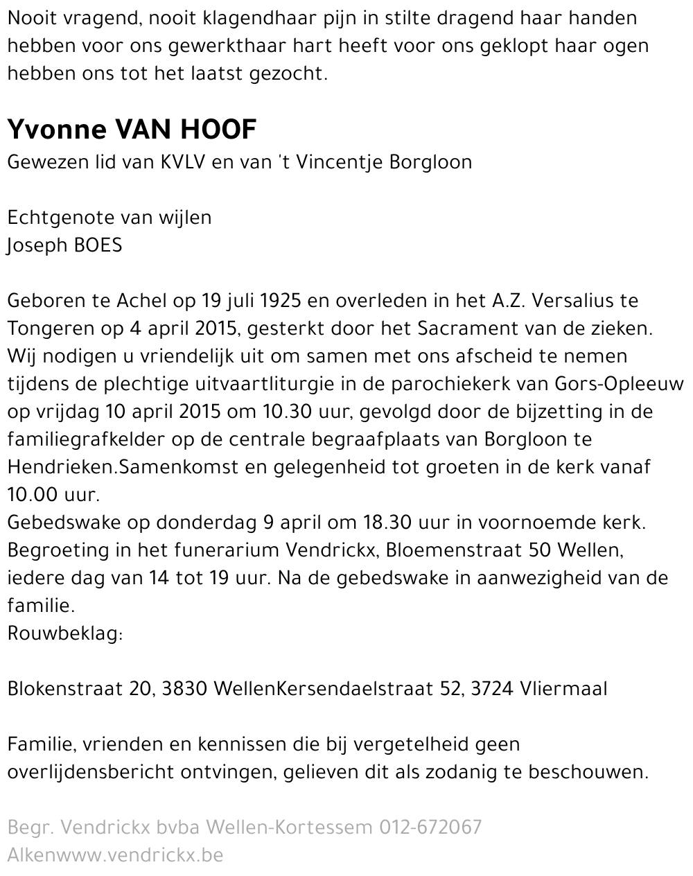 Yvonne Van Hoof