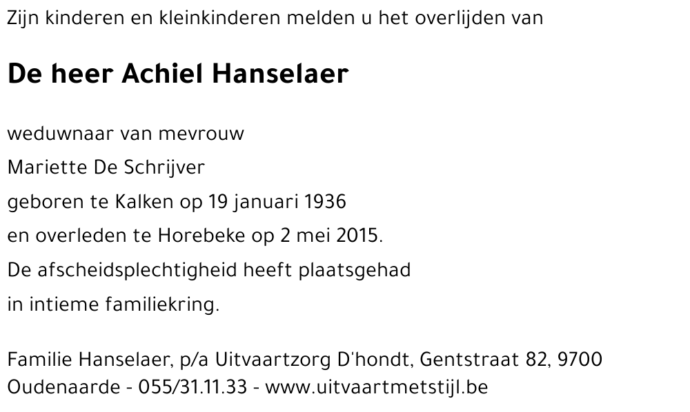 Achiel Hanselaer