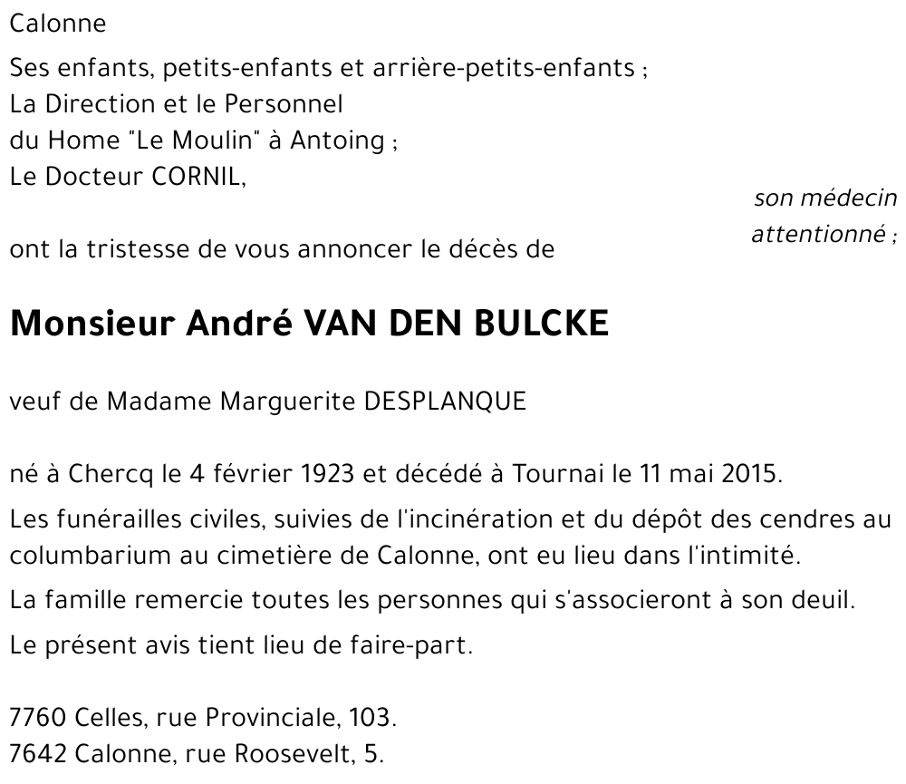 André VAN DEN BULCKE