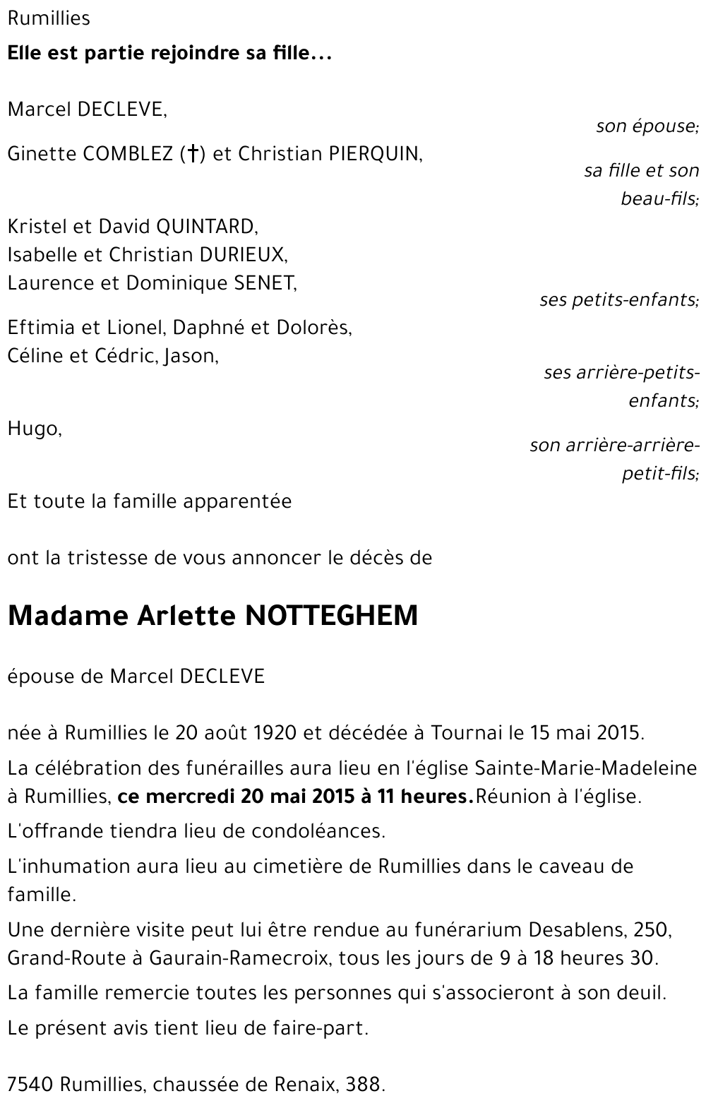 Arlette NOTTEGHEM
