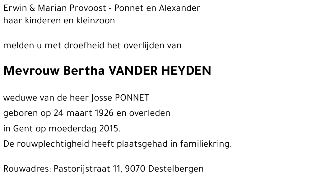 Bertha VANDER HEYDEN