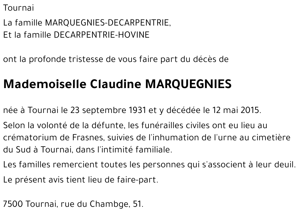 Claudine MARQUEGNIES