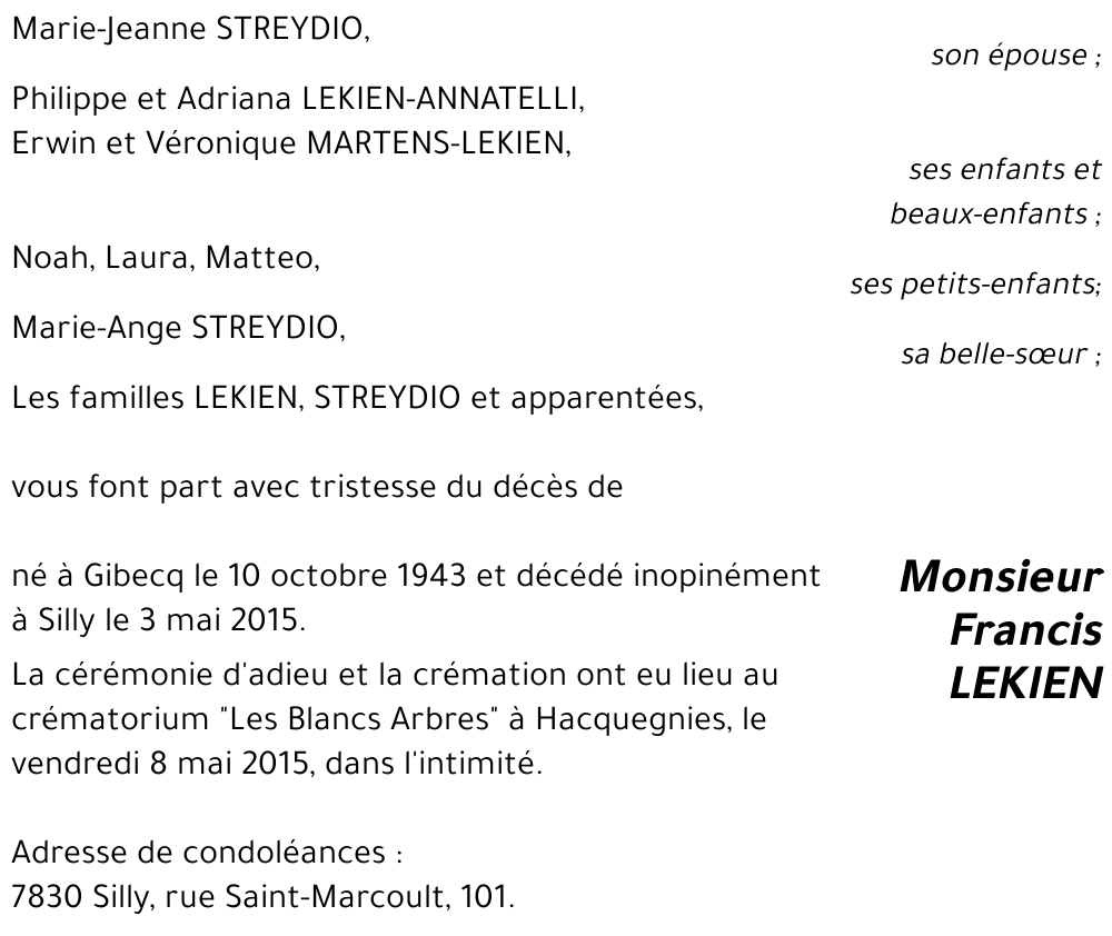 Francis LEKIEN
