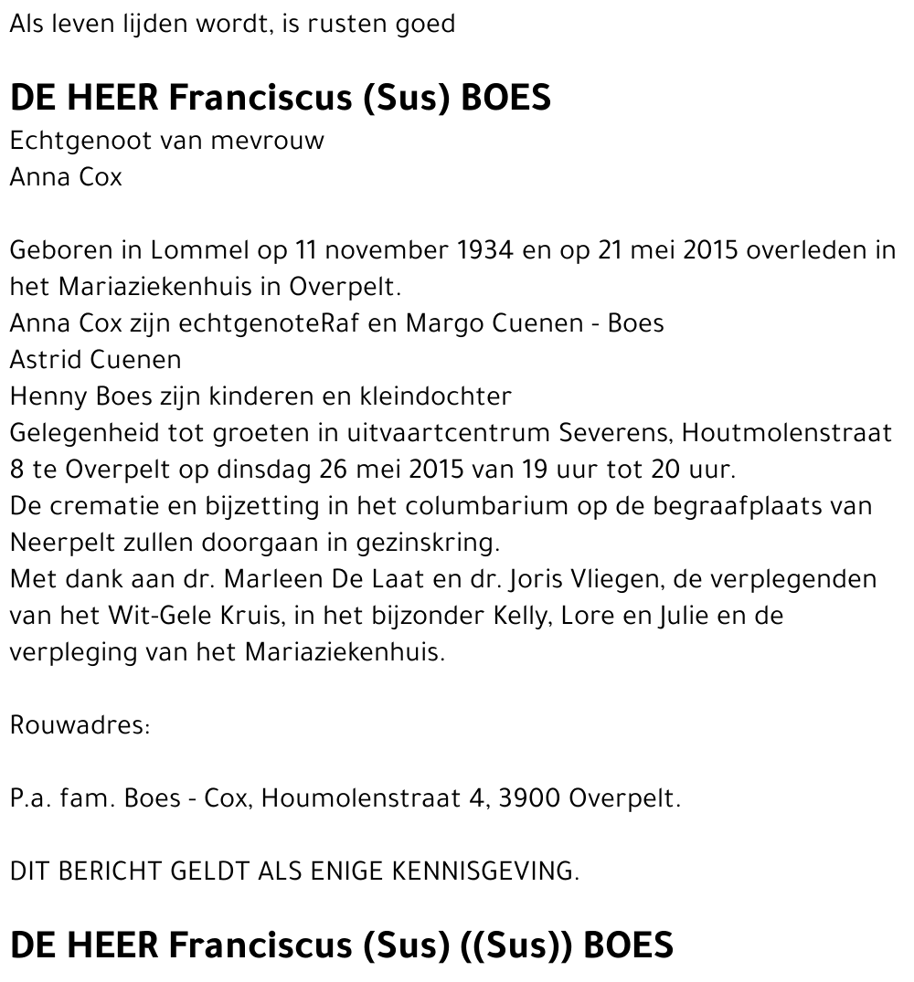 Franciscus (Sus) Boes